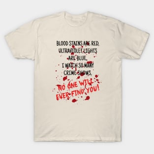 Blood Stains are Red Ultraviolet Lights are Blue T-Shirt